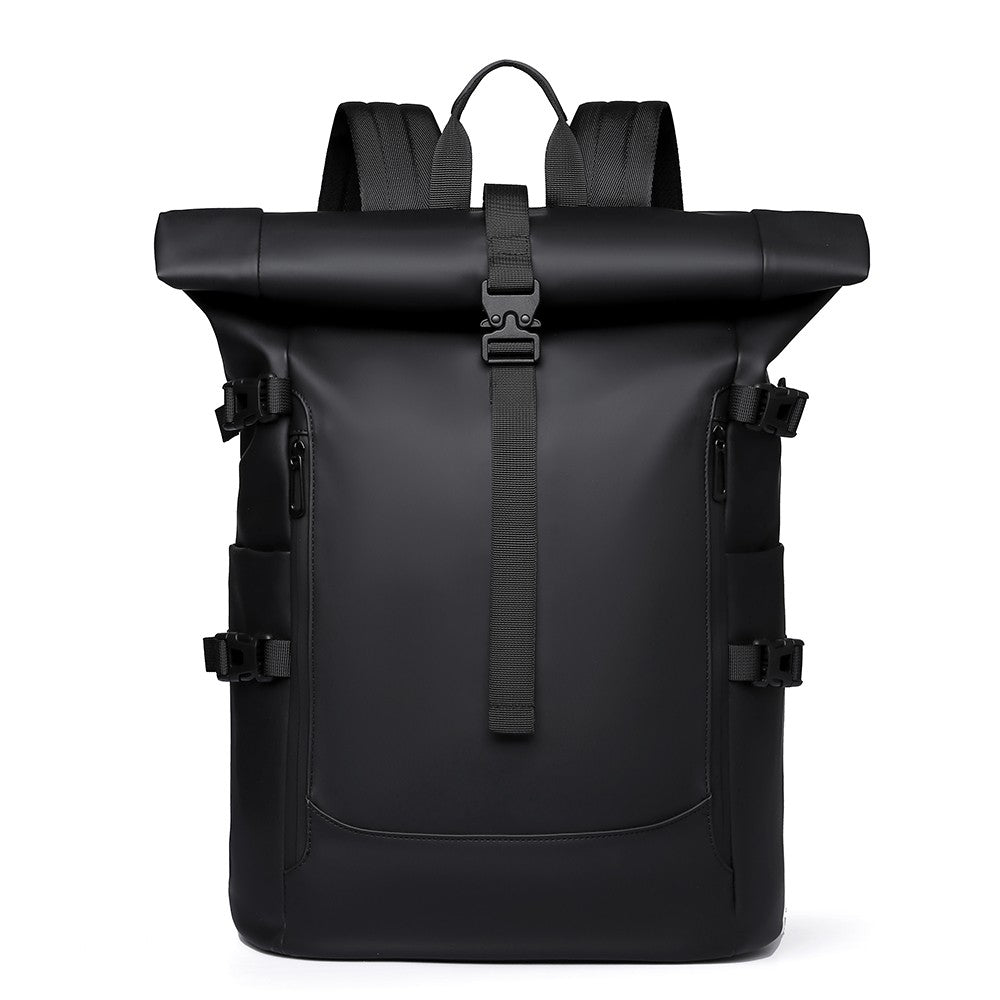 Sac à dos ordinateur portable anti-eau à bords roulés 15,6 pouces sac à dos décontracté multi-sangles grande capacité sac de jour pour travail cyclisme voyage urbain