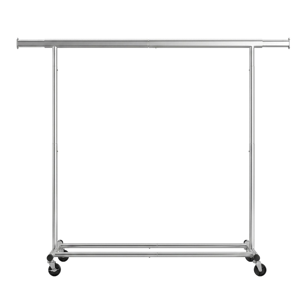 JOYFURNOS Portant à Vêtements sur Roulettes, Portant à Vêtements Réglable, Robuste, Pour Chambre, Capacité 150 kg, Montage Facile, Argent