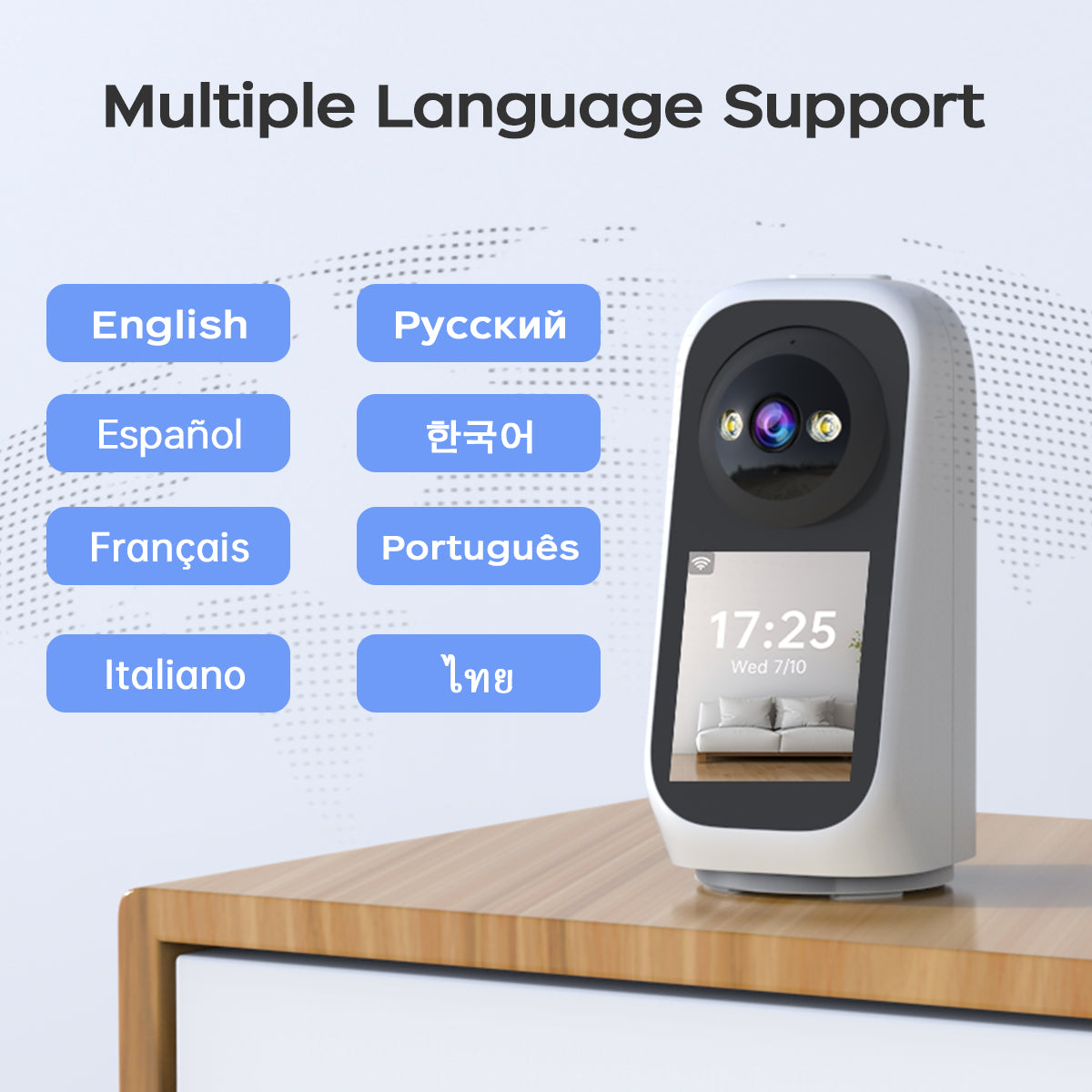JOOAN Caméra de surveillance intérieure 5G Wi‑Fi avec écran 2K, PTZ 360°, caméra IP pour la maison, pour bébé et personnes âgées, carte SD, stockage en nuage, détection de mouvement