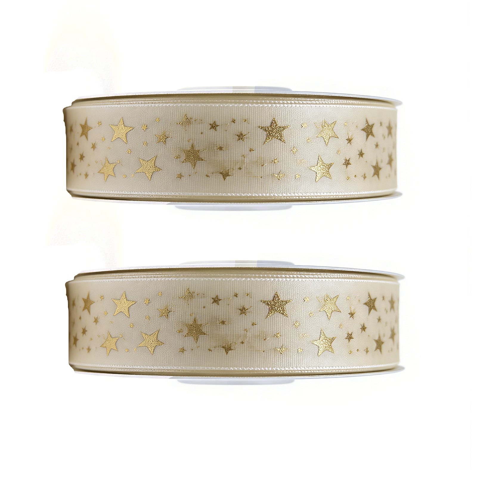 Ju7cer Ruban en tulle à dorure gaufrée 2 pièces, Largeur 2,5 cm, Longueur env. 9 m, Ruban d'emballage cadeau d'anniversaire, Ruban pour gâteau de pâtisserie, Ruban pour nœud de décoration florale