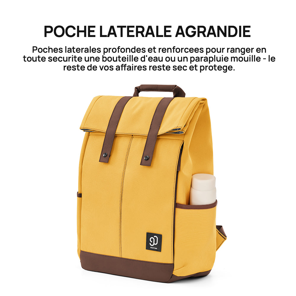 NINETYGO Sac à dos style universitaire, sac à dos pour ordinateur portable étudiant, sac à dos de travail, sac à dos pour livres, jaune, résistance à l'eau 4 niveaux, tissu 900D renforcé et épais, convient pour ordinateurs portables jusqu'à 15,6 pouc