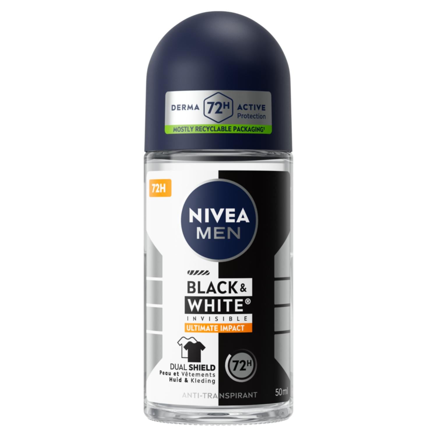 NIVEA MEN Déodorant Aisselles Black & White Ultimate Impact Protection 72h Bille 50ml