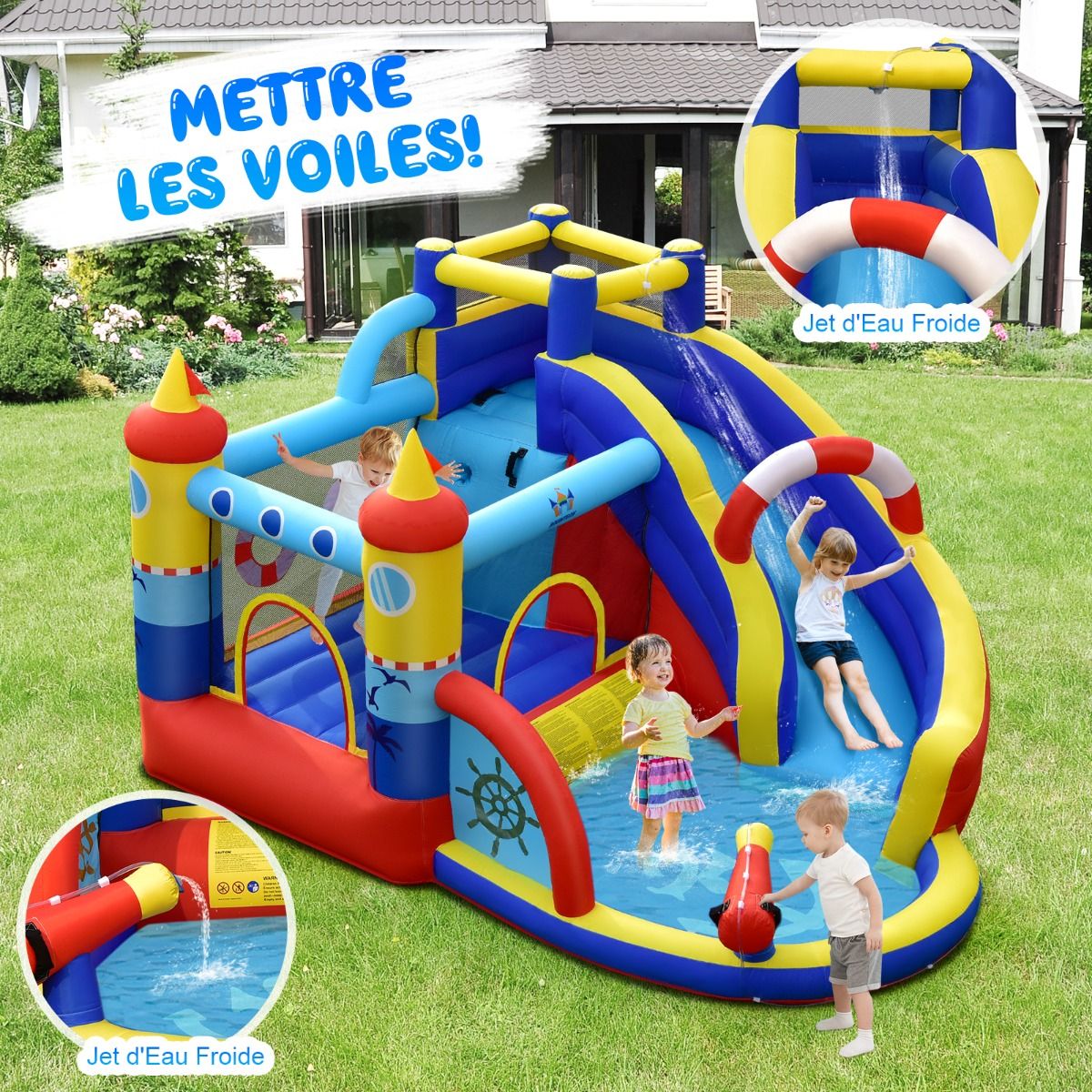 Costway Aire de jeux gonflable 6-en-1 pour enfants 360 x 290 x 200 cm