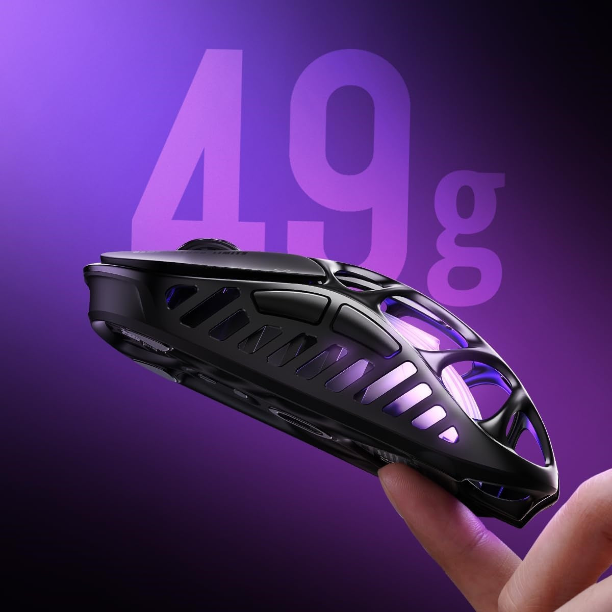 Souris de jeu sans fil GravaStar Mercury X Pro 49 g, Dongle 8K, Capteur PAW 3950 32 000 DPI, Taux d'interrogation 8 000 Hz, Alliage de magnésium, Design creux, Éclairage RGB