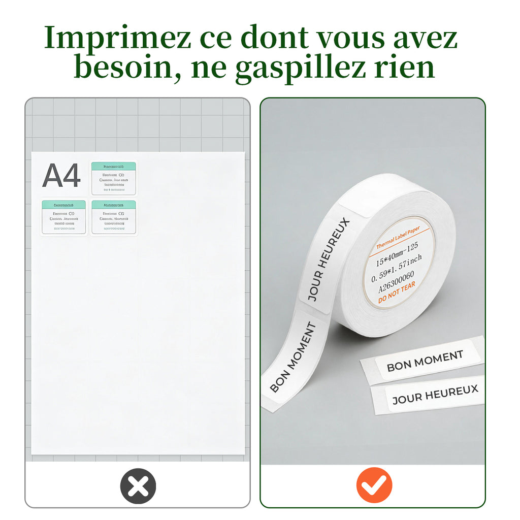 Larkie 15*40mm Papier Thermique Autocollant 3 Rouleaux, Blanc, Compatible avec l'Imprimante de Labels D110, Idéal pour l'Organisation à Domicile et au Bureau