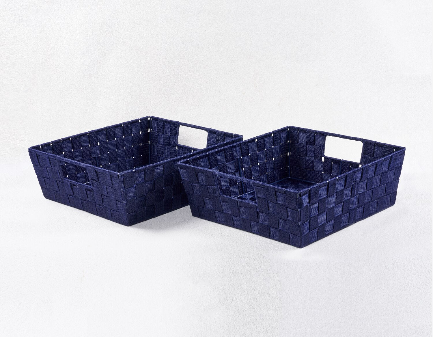 KEVAHOME Kevahome Lot de 2 paniers de rangement tressés bleu foncé - 38 x 33 x 12,5 cm