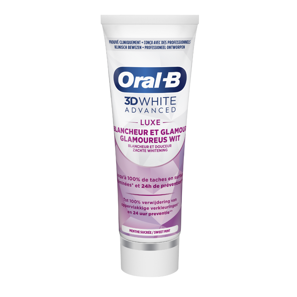 ORAL-B 3D White Advanced Luxe - Dentifrice blancheur et glamour - Lot de 2 x 75 ml