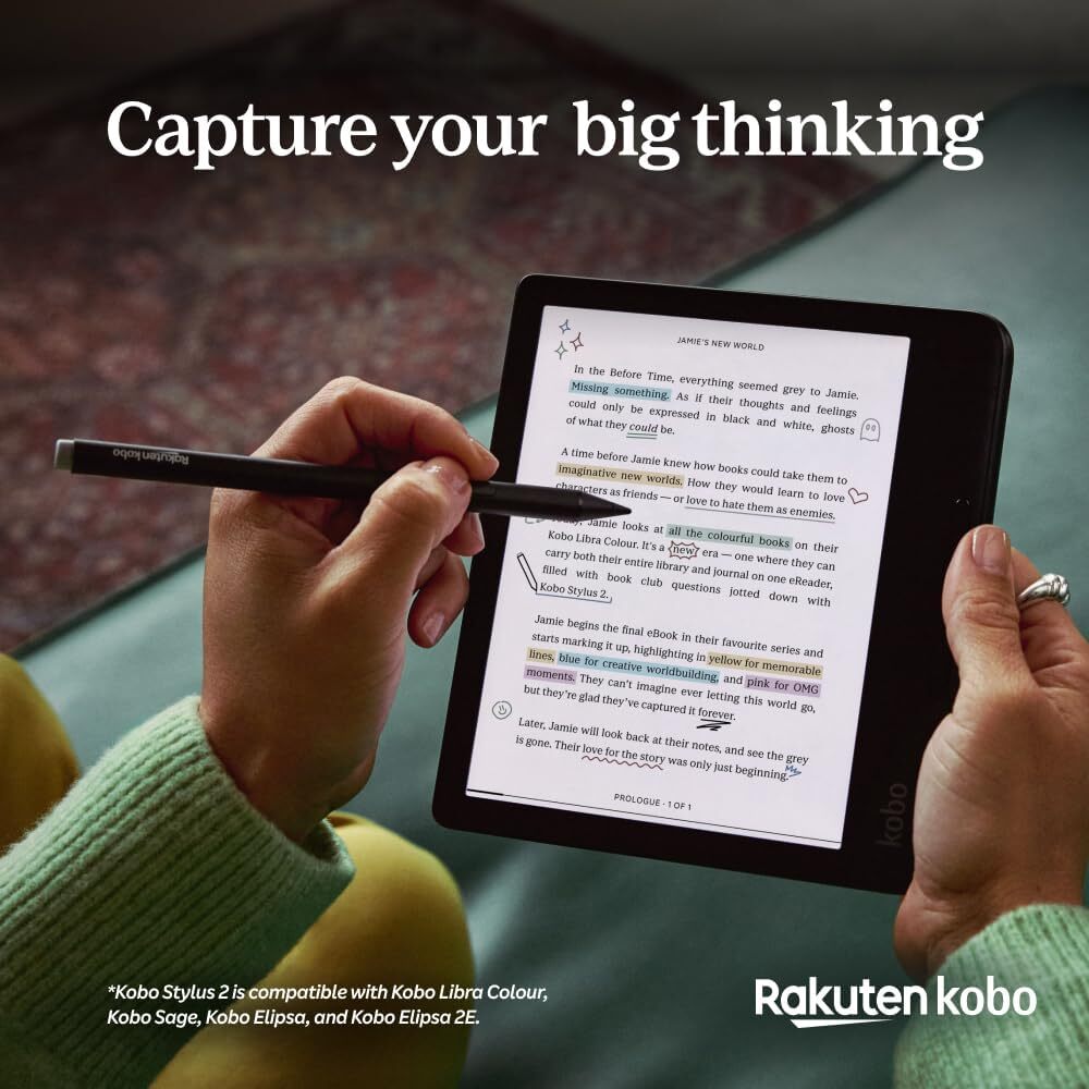 Kobo Stylus 2 compatible avec Kobo Libra Colour/Sage/Elipsa2E - Noir
