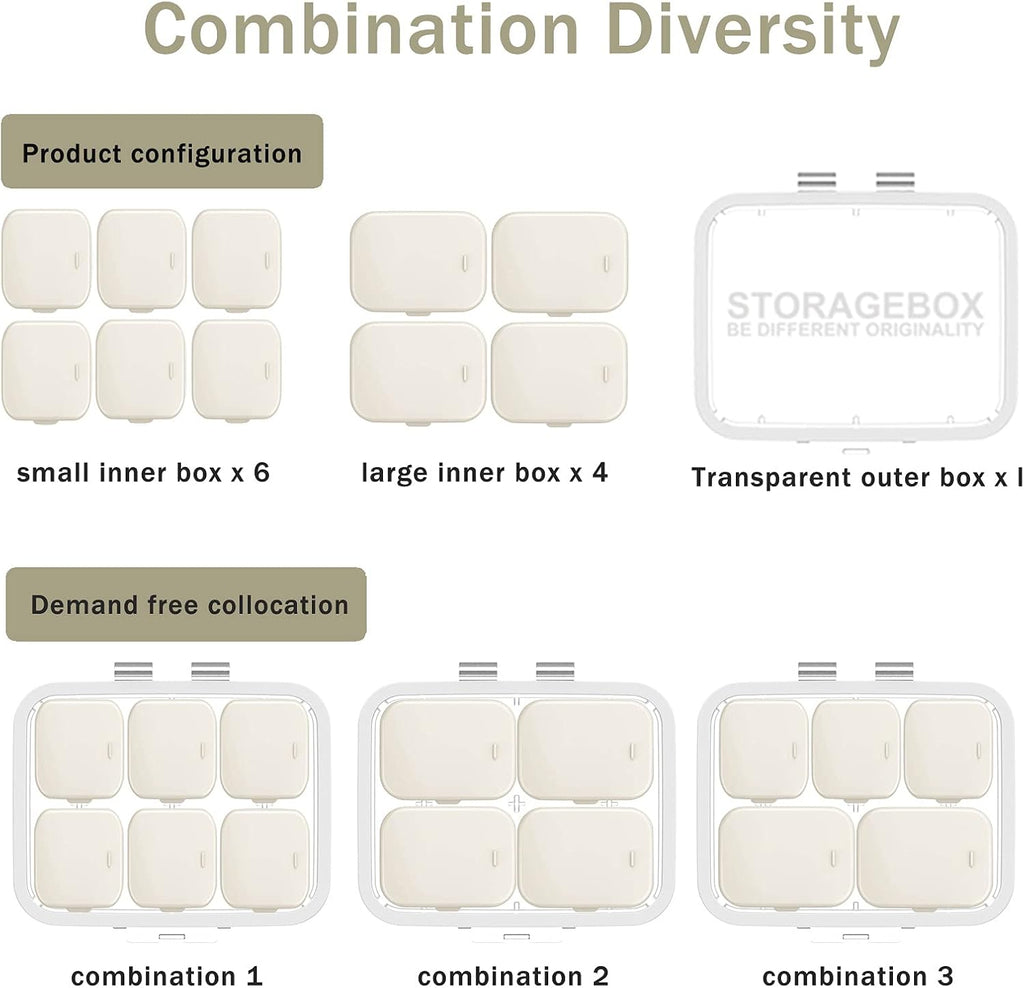 GAONLY Pilulier 4/6 avec 10 compartiments modulables étanches - Blanc