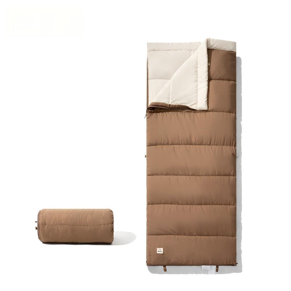 Mobi Garden, sac de couchage d'hiver épaissi, couverture de camping pour temps froid, marron, conception modulaire à fermeture éclair, se transforme instantanément en sac de couchage double, résistant à l'usure et durable, format de rangement compact
