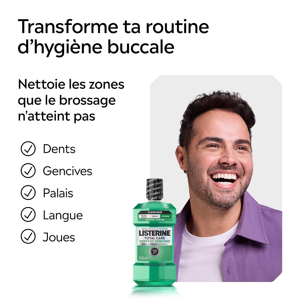 Listerine Total Care Bain de bouche dents et gencives menthe intense 500 ml