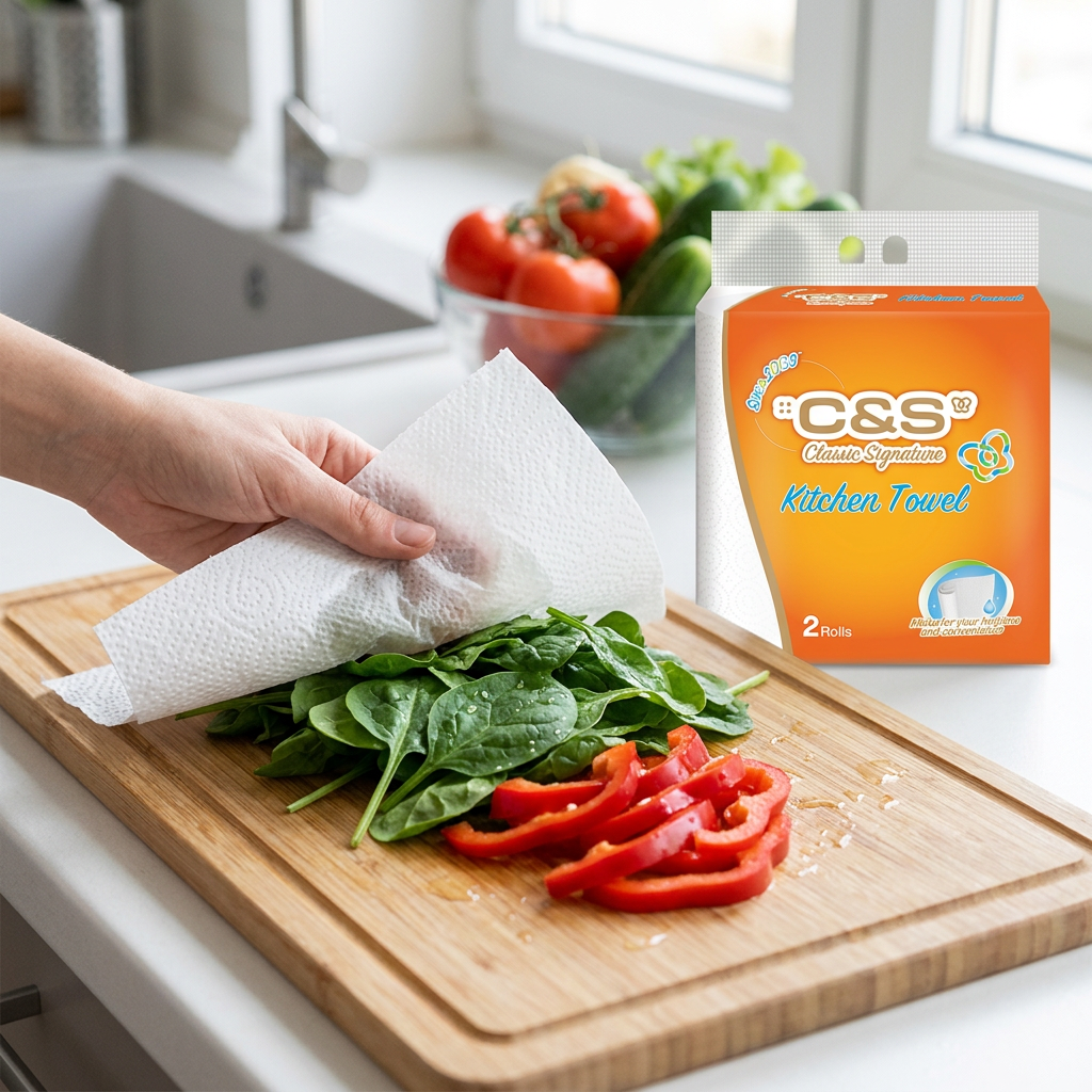 C&S Rouleaux d'essuie-tout, 2 plis, 140 feuilles (70 feuilles * 2 rouleaux), super absorbants, absorbent l'huile, retiennent l'eau, indispensable pour la cuisine