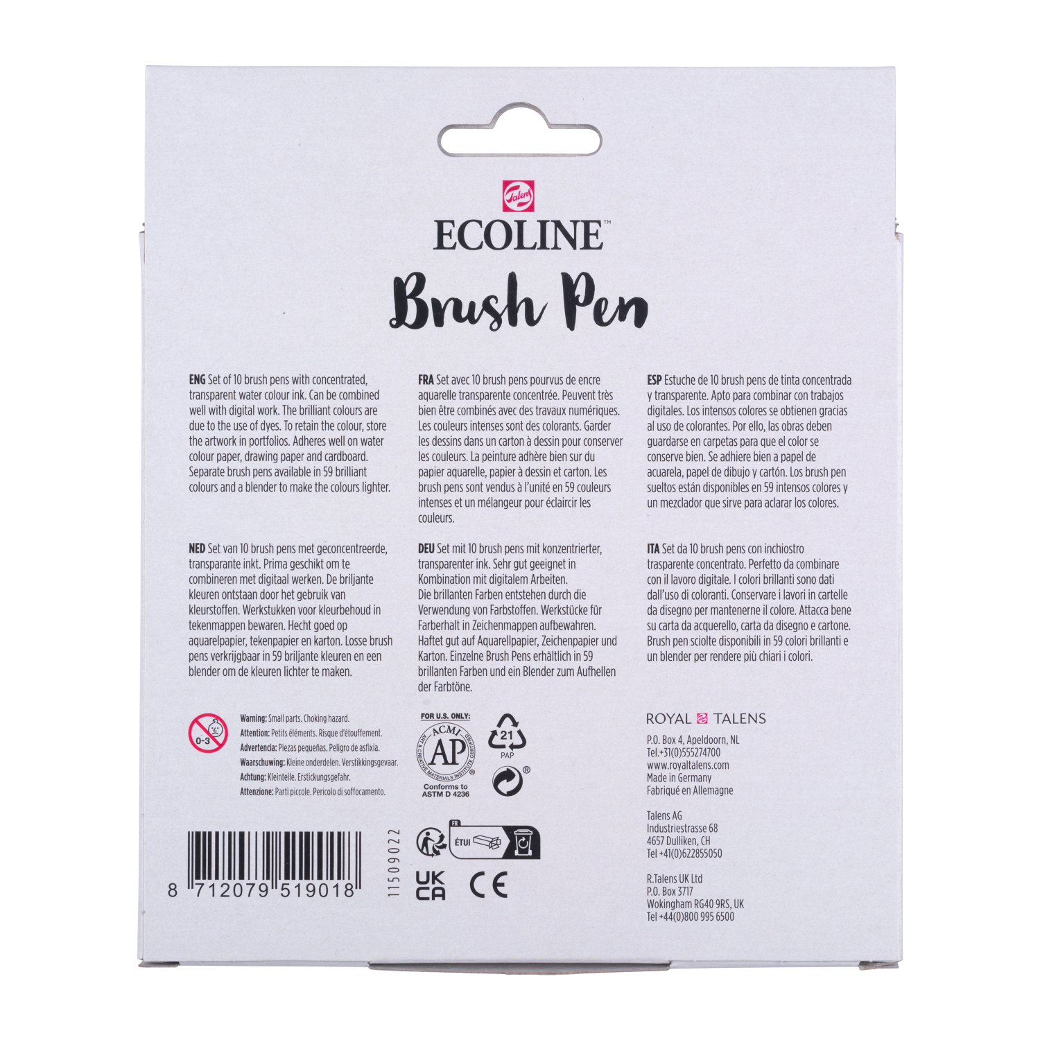 Ecoline Brush Pen set Primaire | 10 couleurs