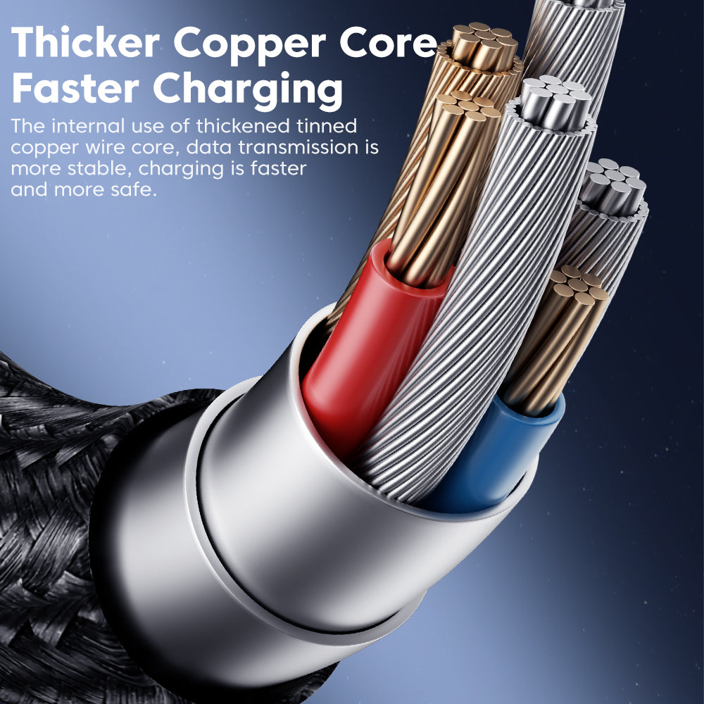 toocki Câble de charge rapide 4 en 1 USB-C vers Lightning, câble tressé USB vers USB-C, câble de charge multi-appareils indispensable pour le voyage, pour iPhone Séries 17/16/15/14