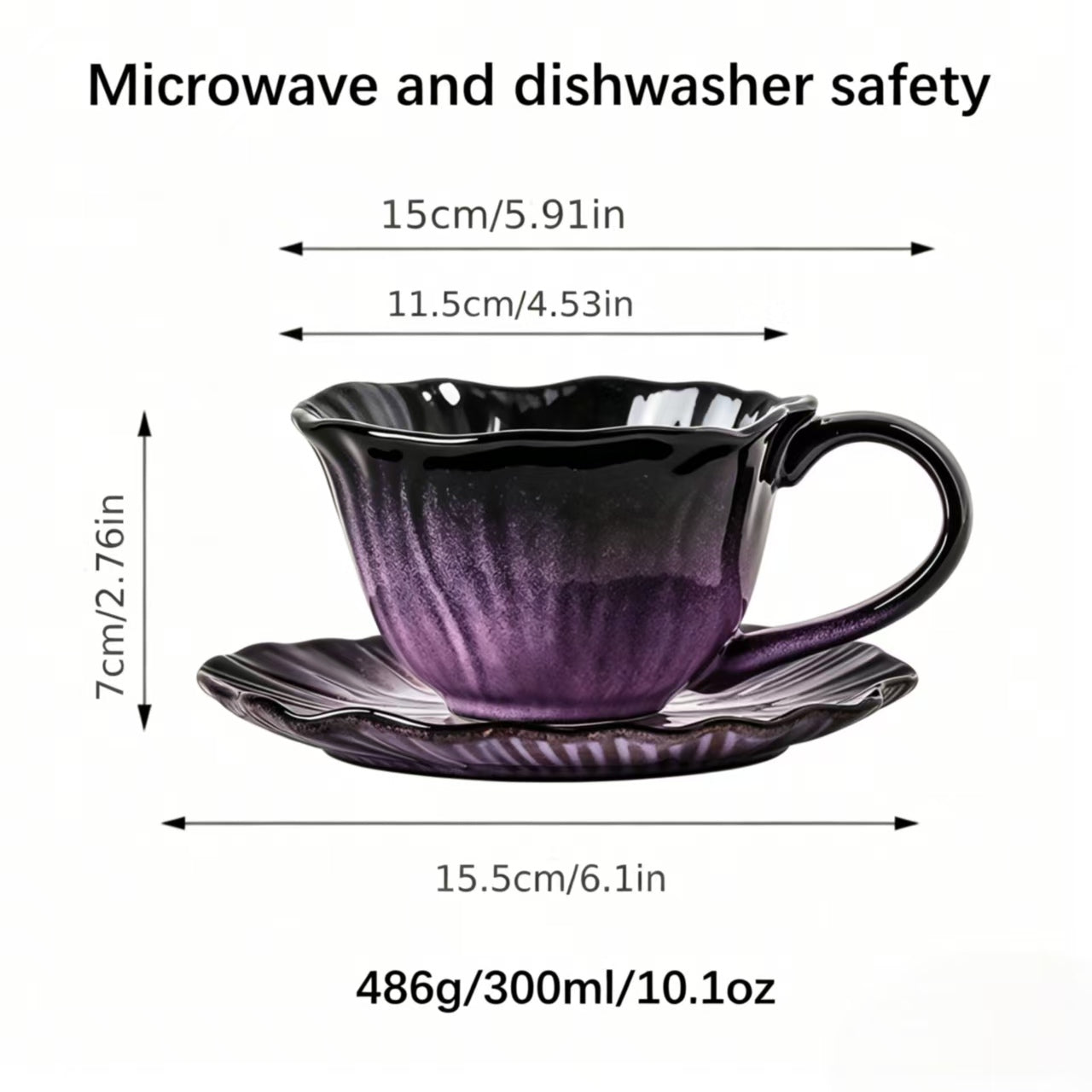 YumiPLUS Ensemble de tasses à café à motif de fleur violette à dégradé
