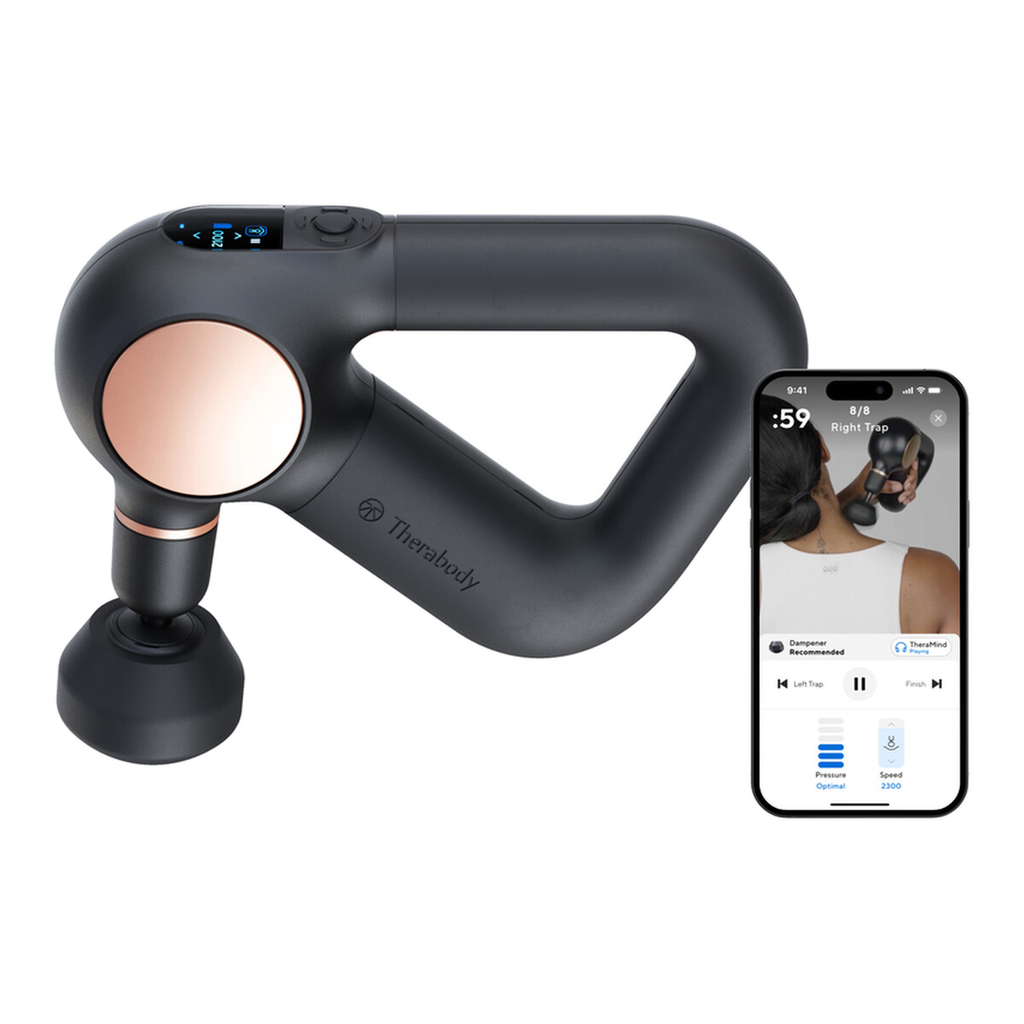 Therabody Theragun Sense 1re génération Pistolet de massage relaxant avec programmes guidés pour soulagement du stress, des tensions musculaires et aide au sommeil