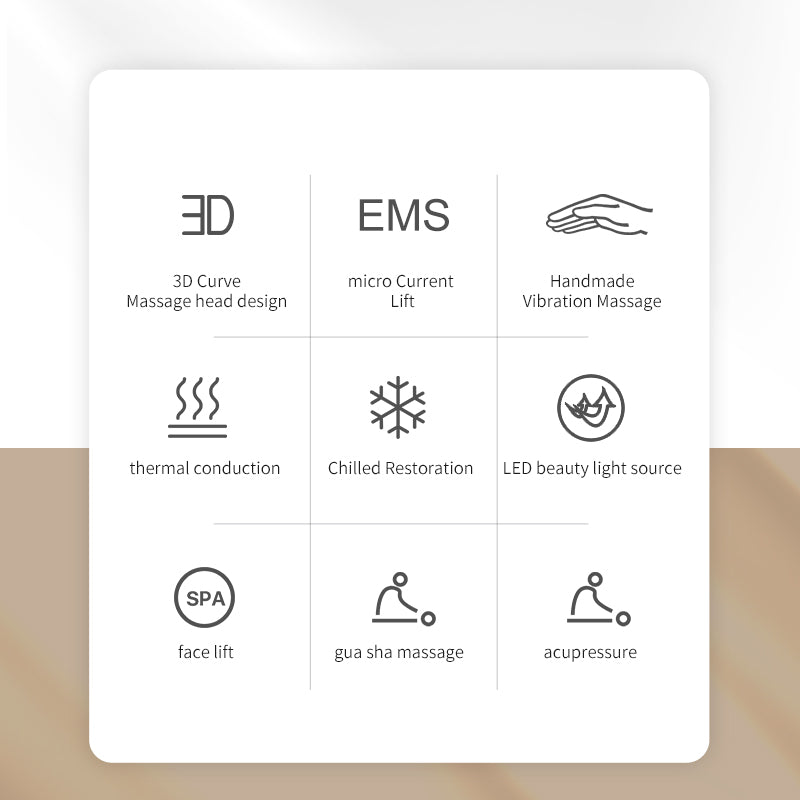 Appareil de massage visage et cou raffermissant, appareil de remodelage du visage chauffant et refroidissant avec 3 modes et 3 intensités