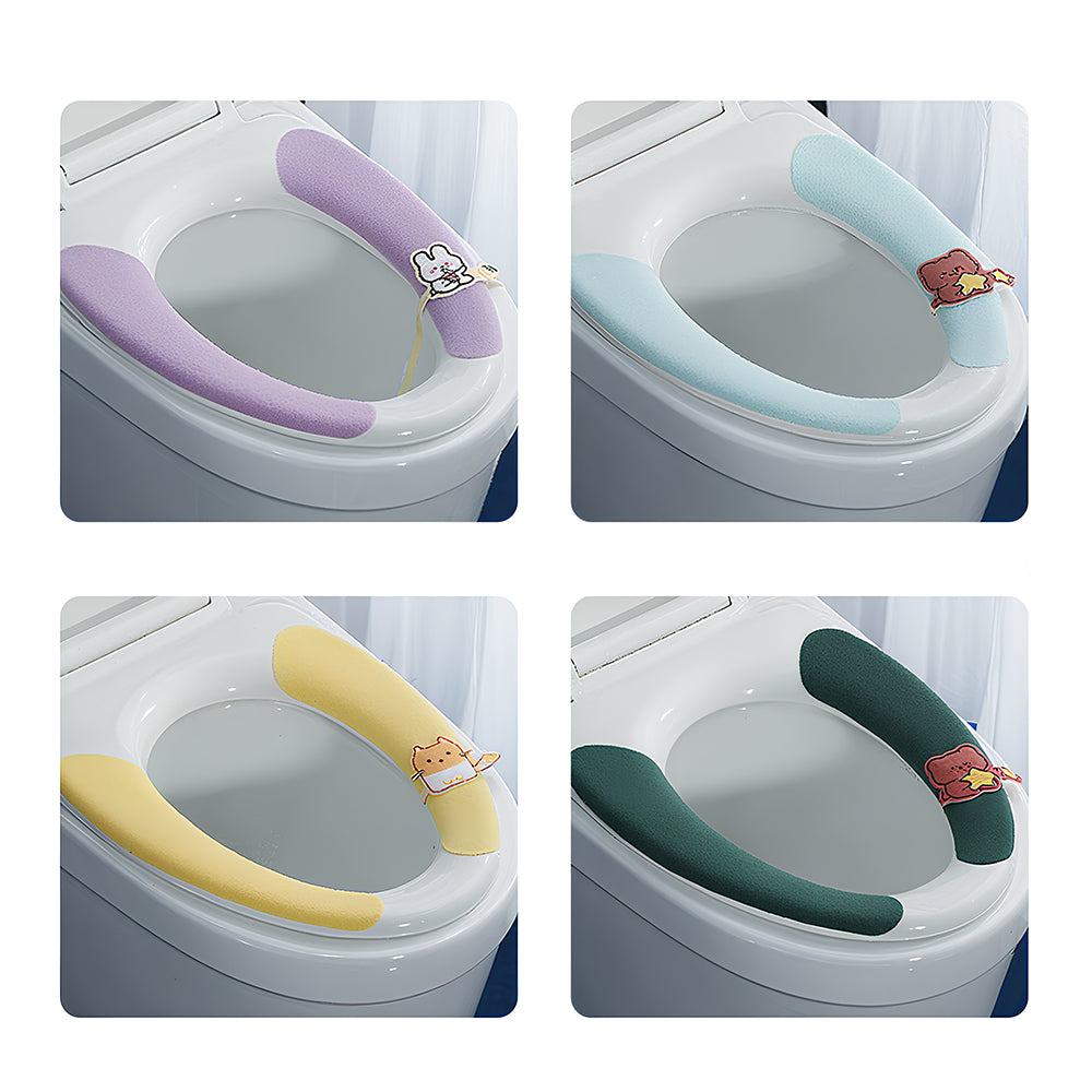 SNSP Lot de 4 paires de coussins de siège de toilette adhésifs, lavables, avec poignée et autocollants