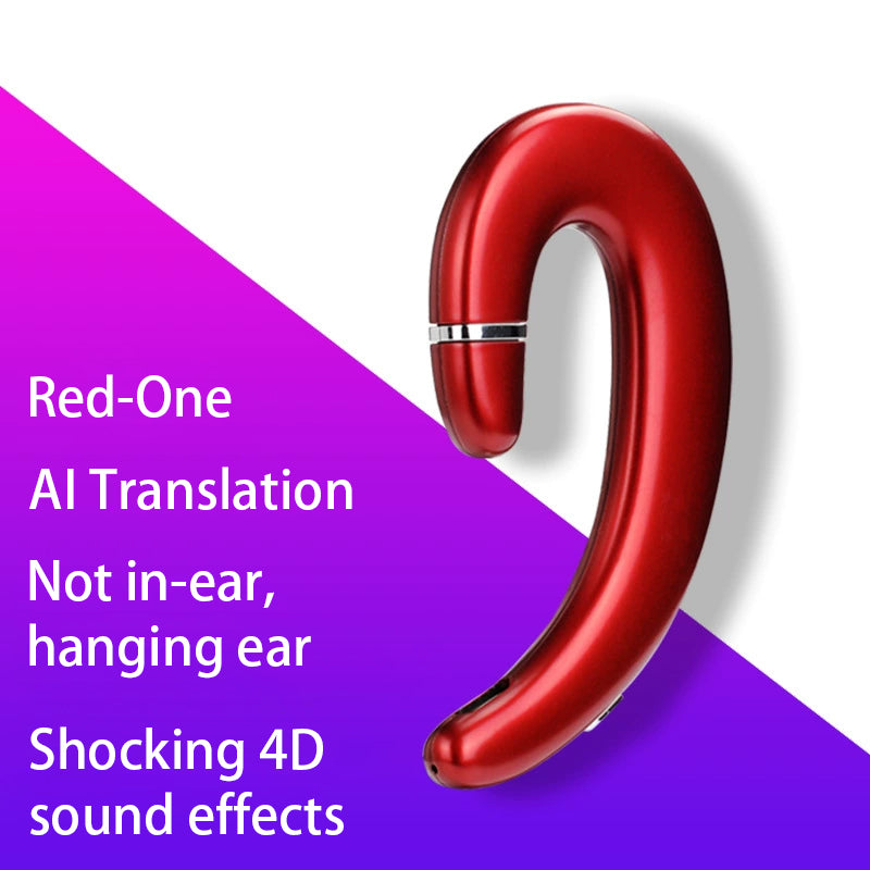 VoxorAI C6 Rouge Casque de traduction IA mono-oreille, traduction en temps réel prenant en charge 130 langues, casque Bluetooth gaming pour apprentissage, voyage et affaires