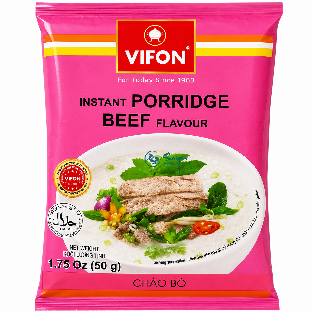 VIFON Bouillie de riz instantanée saveur bœuf 50 g