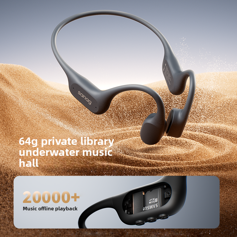 Sanag B77S Pro Max Écouteurs de natation à conduction osseuse IPX8, 64 Go - Gris