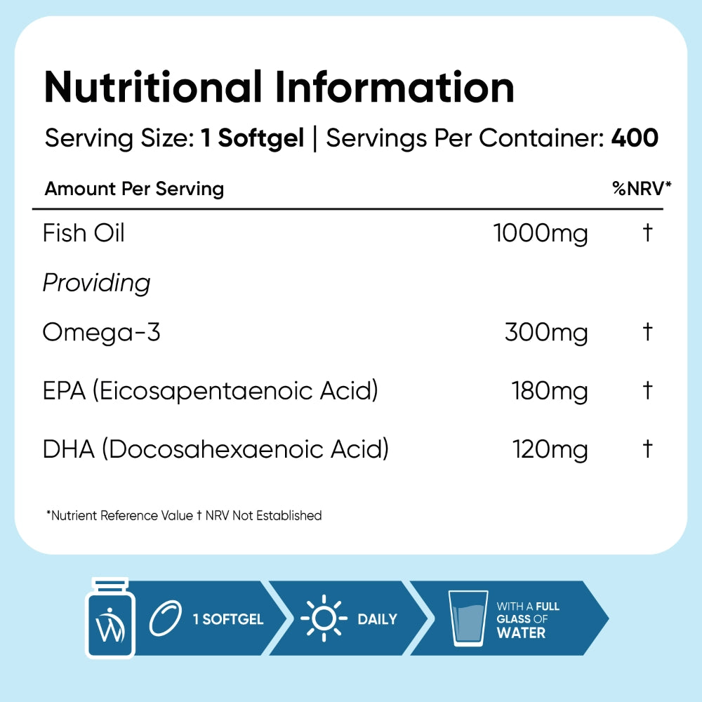 WEIGHTWORLD Huile de Poisson Oméga-3 1000mg, 400 Capsules Molles