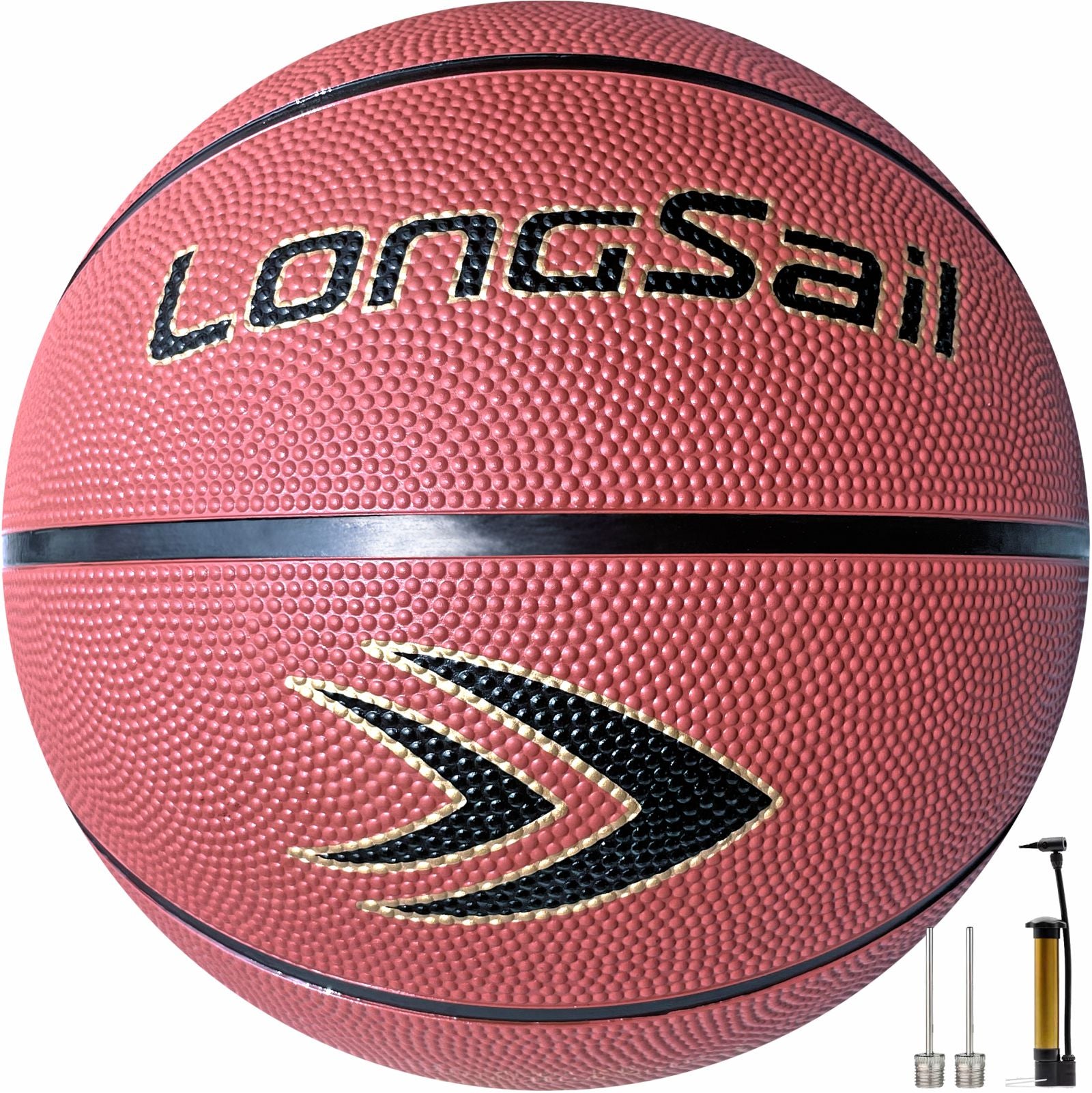 LONGSAIL Ballon de basket en caoutchouc de haute qualité 29,5 po Taille 7 Marron rougeâtre