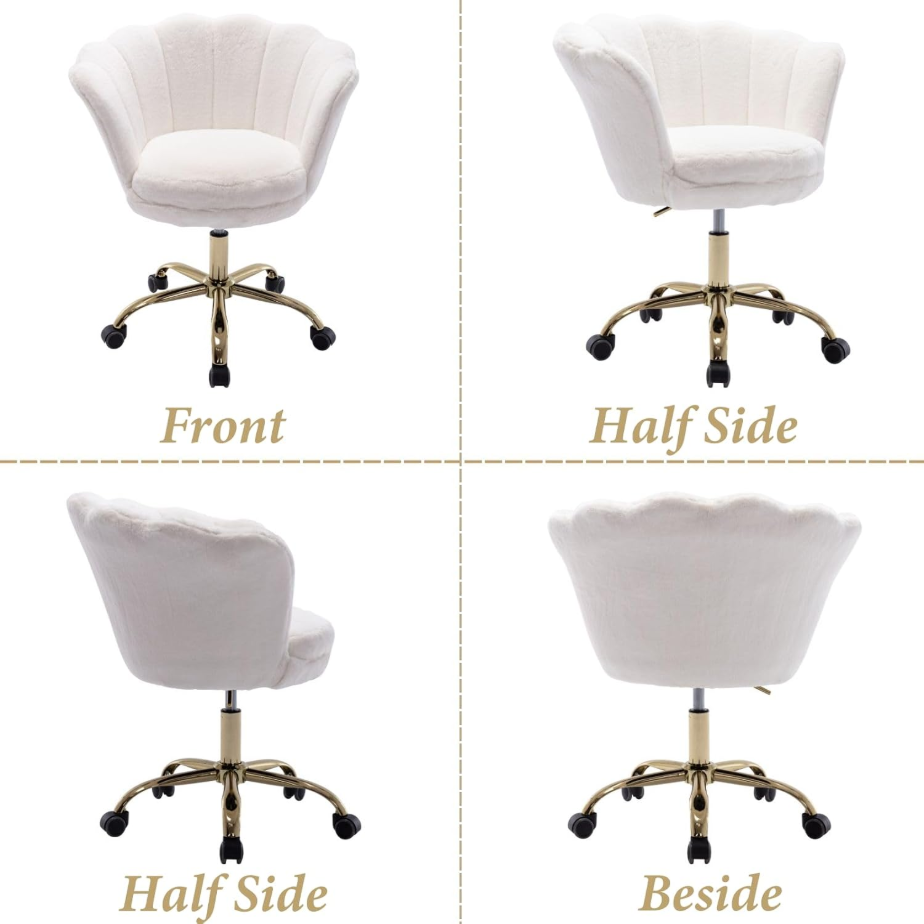 Ya-Home Chaise de bureau moderne pivotante à hauteur réglable pour bureau à domicile/chambre, Blanc
