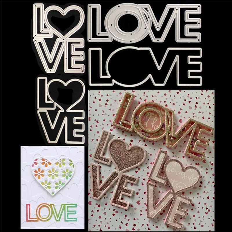 Fête des Amoureux Fait avec Amour Dies en Métal, pour DIY Album de Scrapbooking Dies de Papier Gaufré Décoratif pour Fabrication de Cartes, Amour
