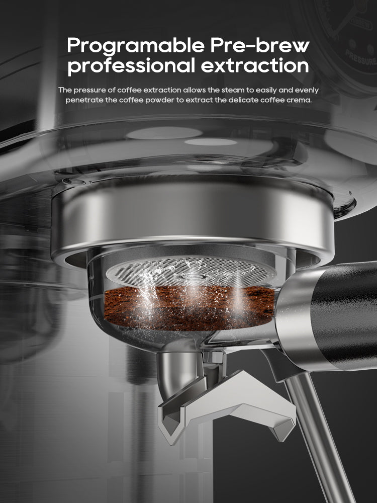 HiBREW H10B Machine à café expresso et cappuccino semi-automatique 20 bars, température réglable, chaud/froid, super fine