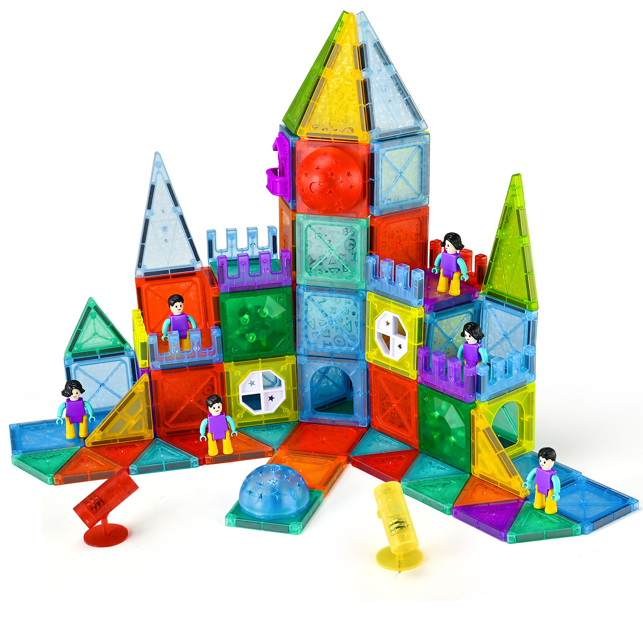 Tokky Blocs de Tuiles Magnétiques Transparents 3D 126 Pièces Piste de Bille Roulante Lumineuse STEM Jouets d'Assemblage Éducatifs Matériau de Sécurité ABS Magnétique Fort Ensemble de