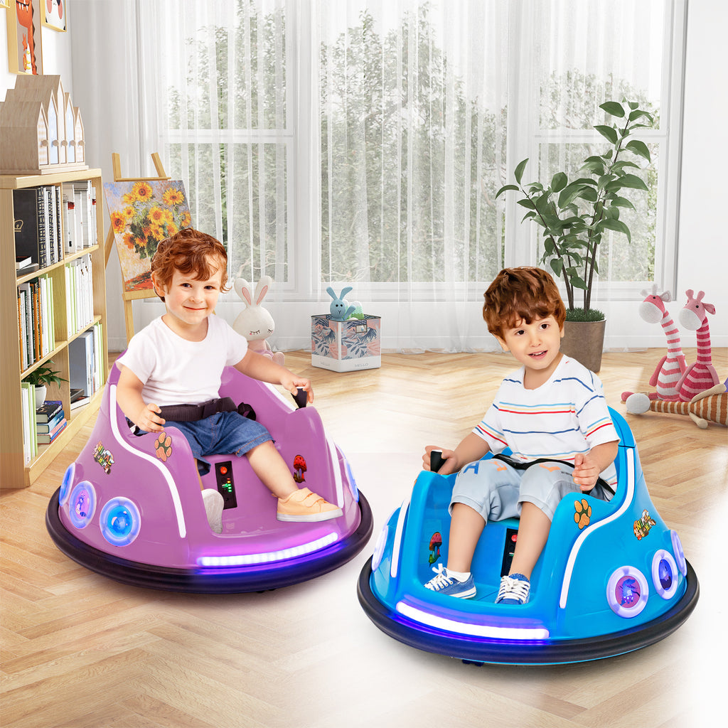 Costway Voiture électrique pour enfants 12 V, rotation à 360 degrés, avec musique, lumières et télécommande, violet
