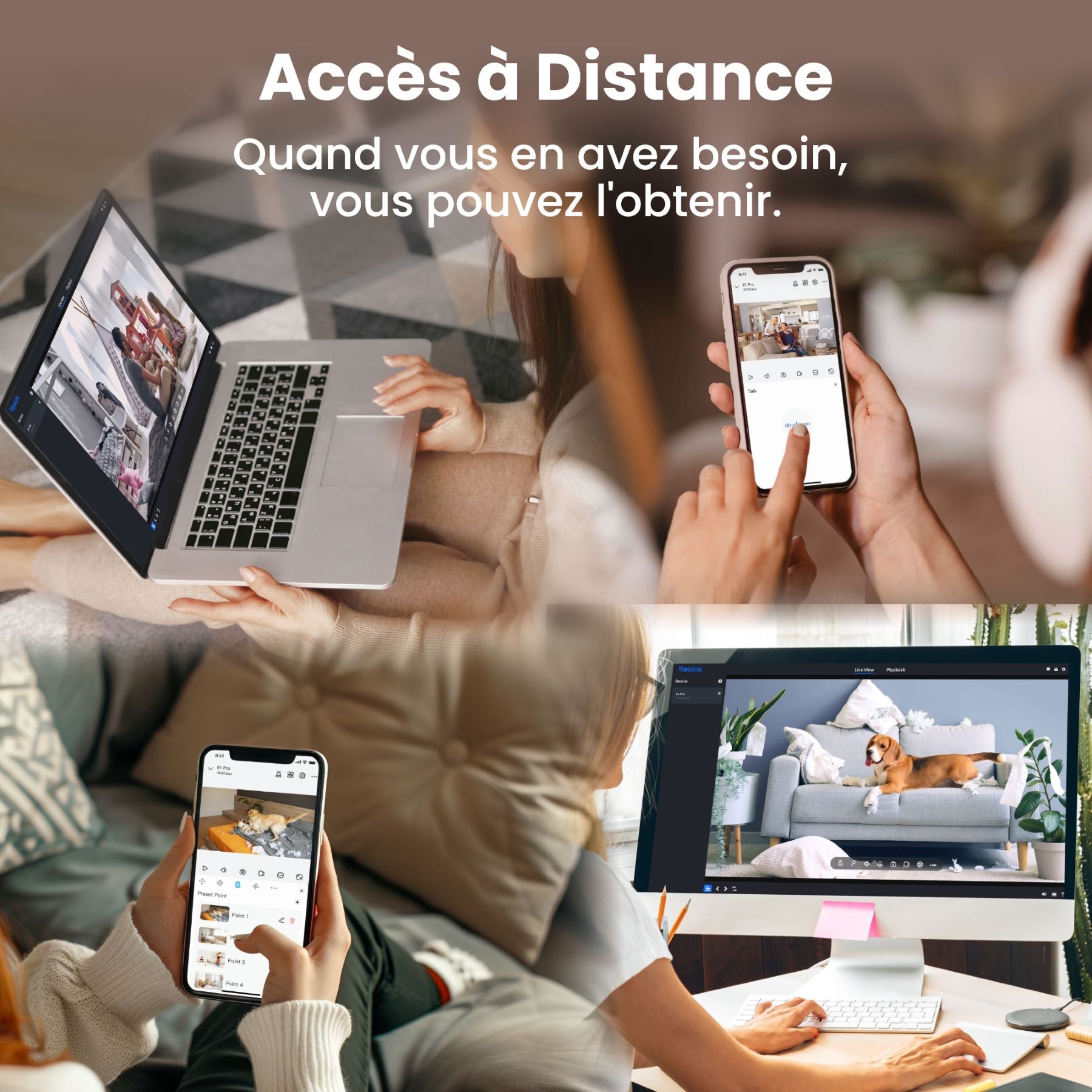 REOLINK E321 Caméra WiFi intérieure motorisée 3MP Super HD - Blanc