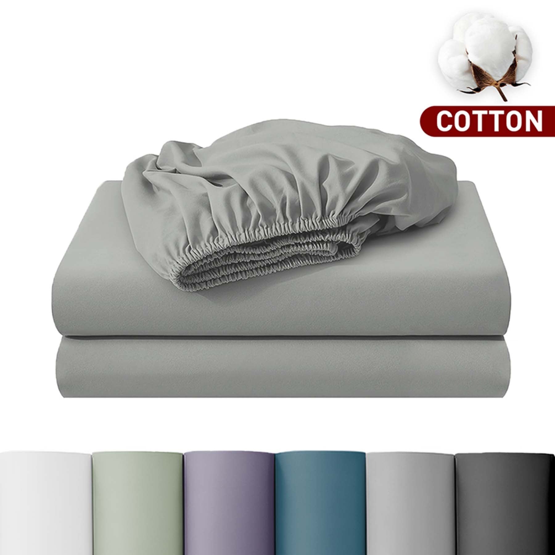 LeBonsoir Drap-housse 160 x 200 cm, hauteur de poche 30 cm, 100 % coton, bords élastiques anti-effilochage - Gris clair