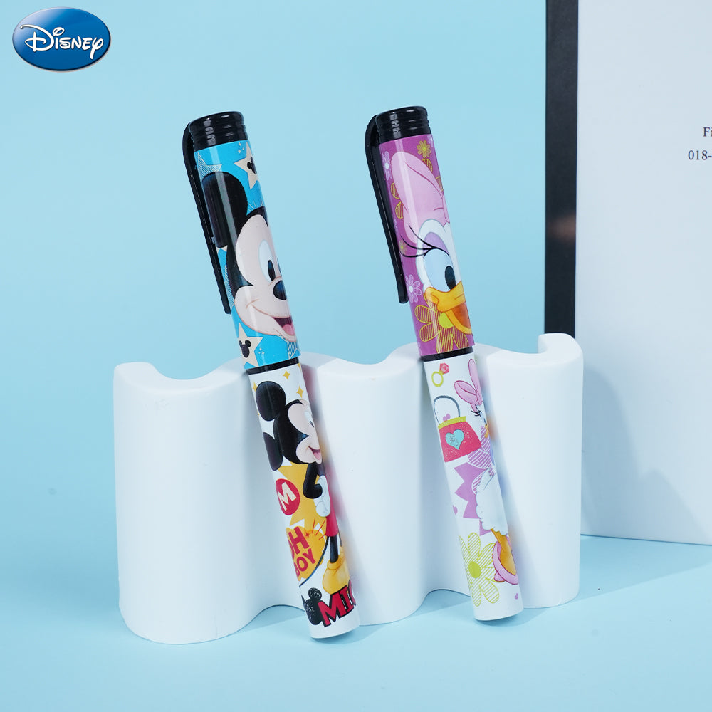 Disney Lot de 4 stylos à bille Mickey Mouse, Donald Duck, Minnie et Daisy sous licence officielle, Motifs de dessin animé mignons, Colorés et fluides, Cadeau de papeterie