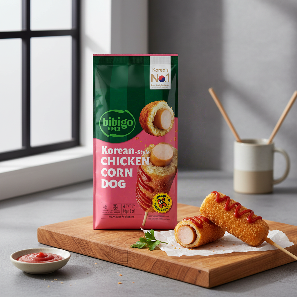 BIBIGO Lot de 2 corn dogs au poulet à la coréenne - 160 g