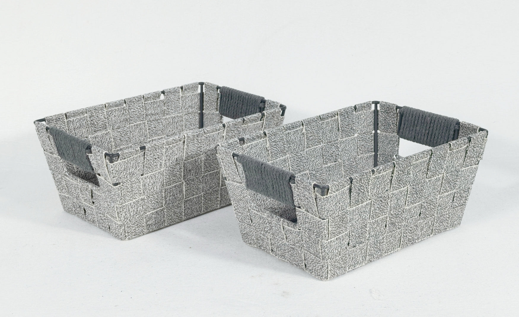 KEVAHOME Lot de 2 paniers en coton avec anse en coton - Gris - 10 x 7 x 4,5'' H
