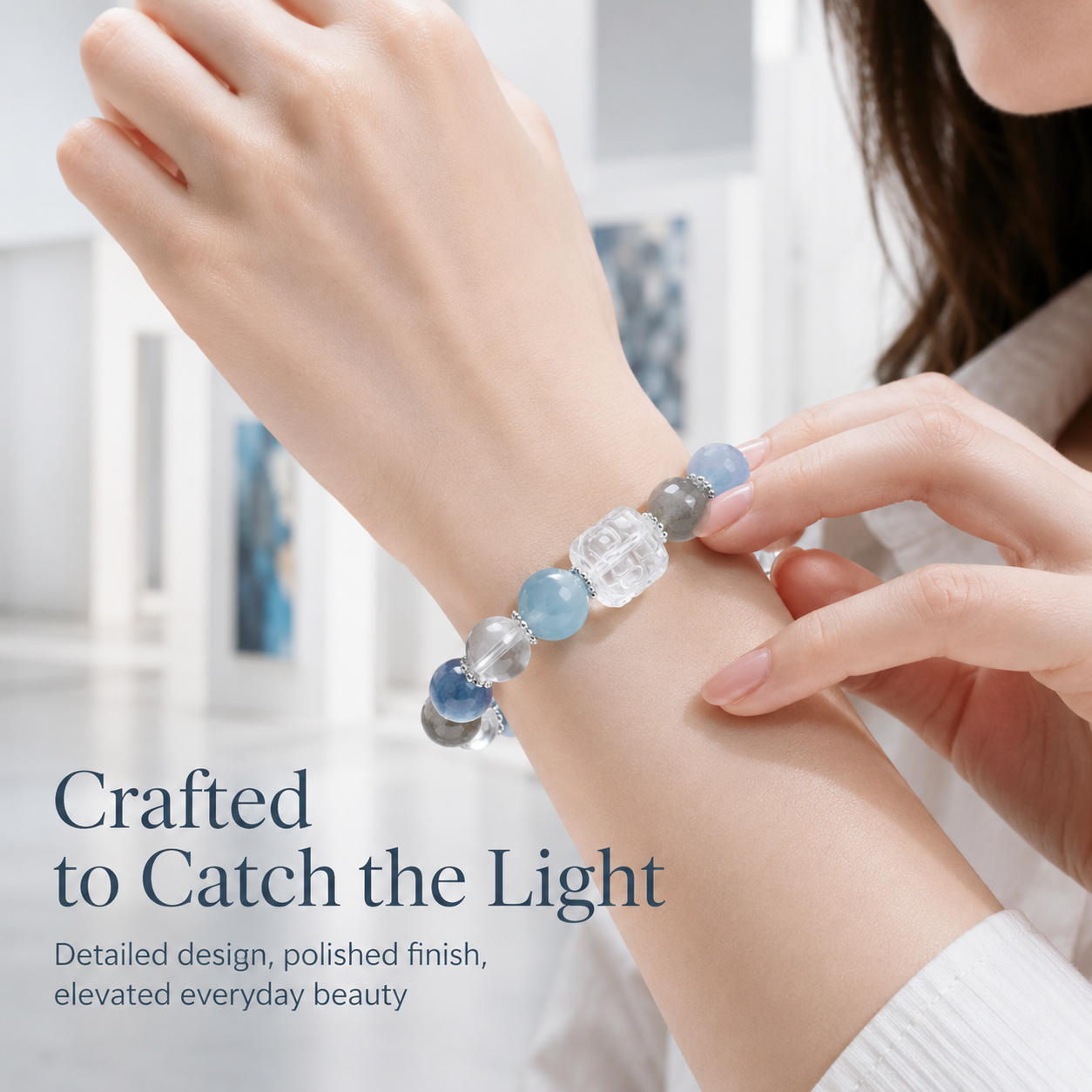 VoxorAI L8 Bracelet en cristal, Collier et bracelet en perles originaux faits main à faire soi-même pour chance et richesse, Style haut de gamme tendance luxe discret