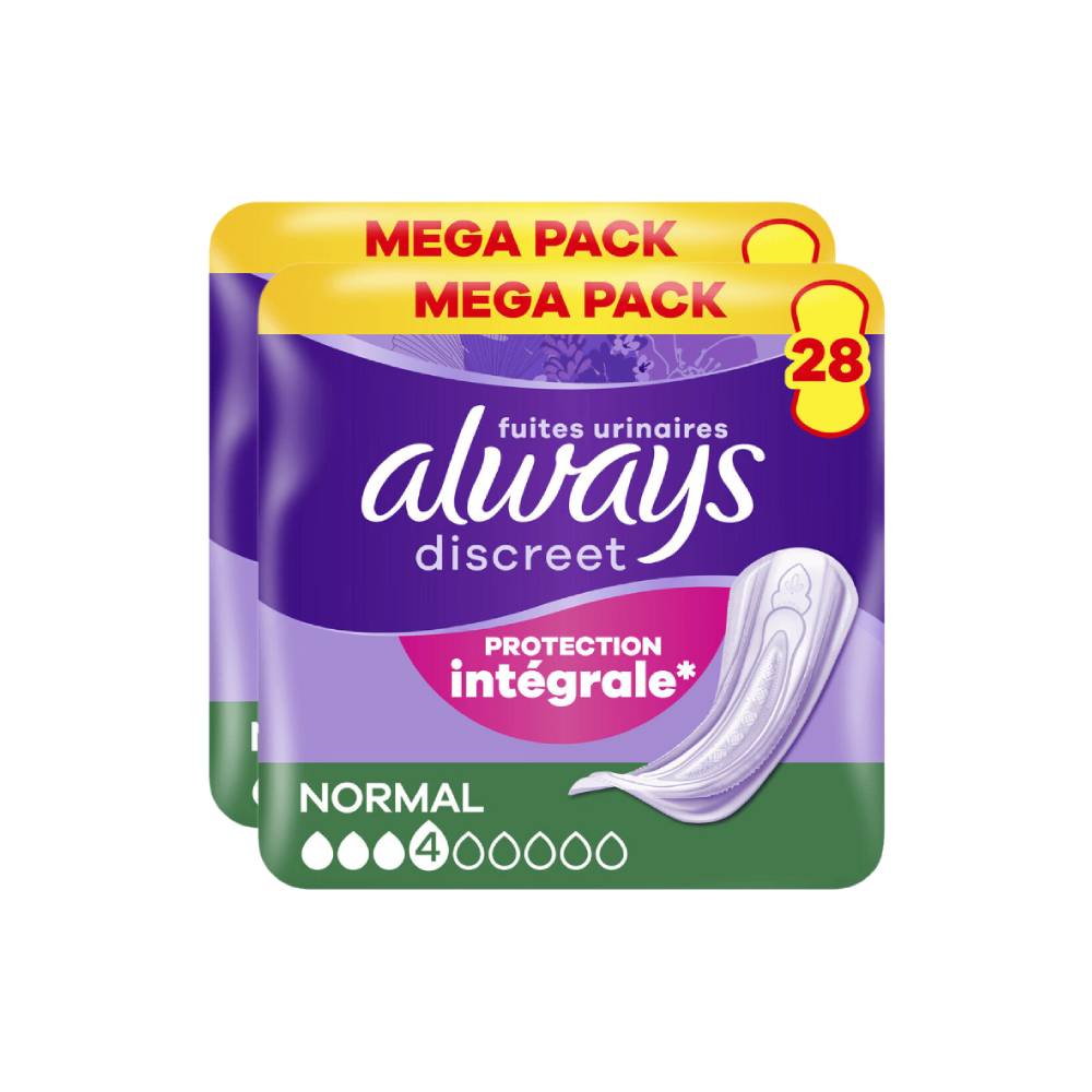 Always Discreet Protections Urinaires Pour Femmes Normal 56 Protections (2 Paquets de 28)