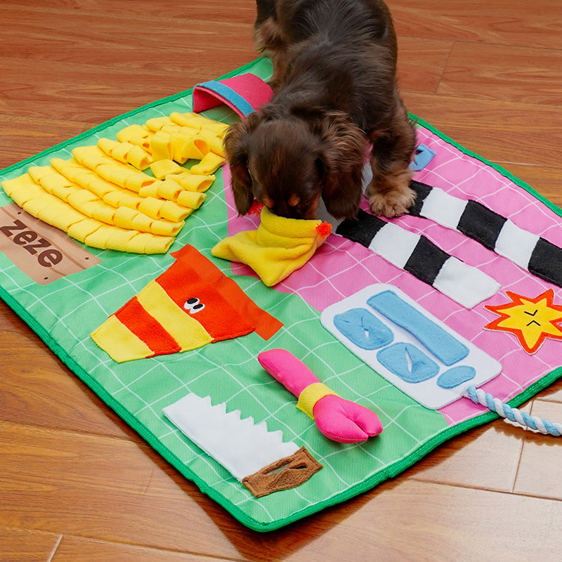 ZEZE Jouet pour chiens avec tapis de fouille thème mécanicien