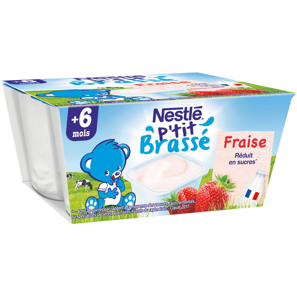 NESTLE P'tit brassé fraîches lactées de 6 mois couplé. 4x100g 400g