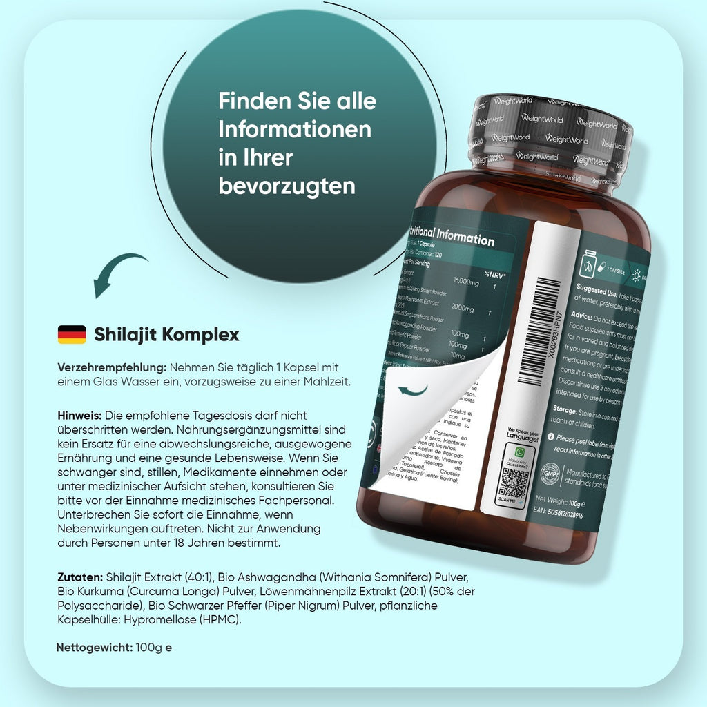 WeightWorld Complexe de Shilajit 120 gélules