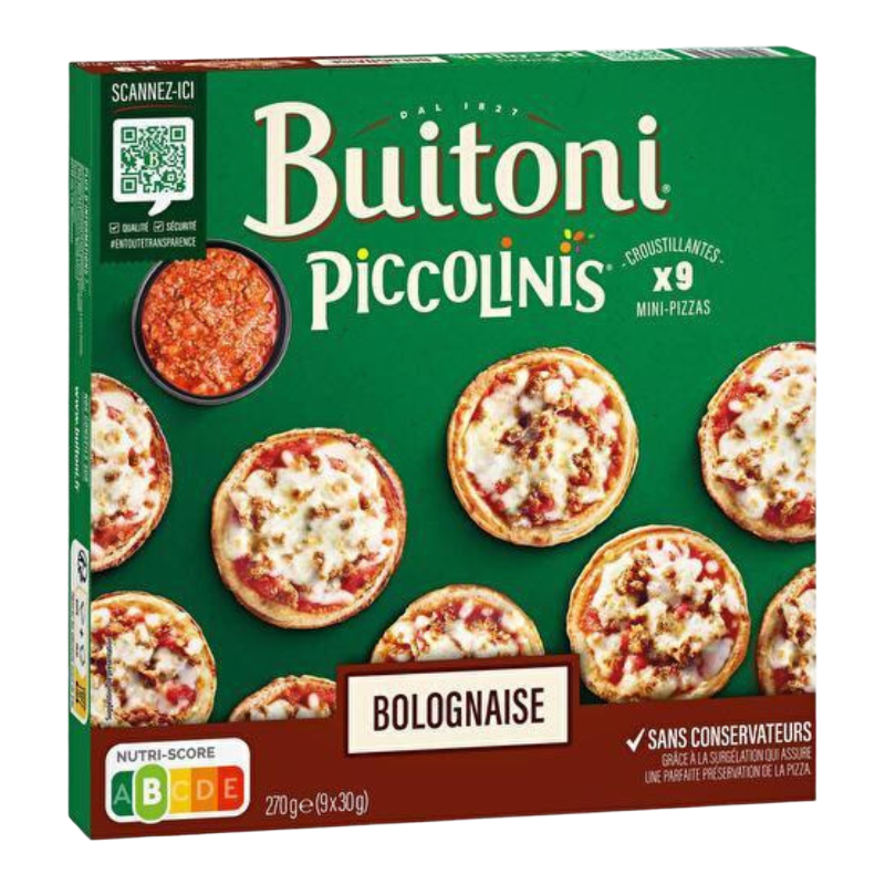 BUITONI Piccolinis mini pizzas à la bolognaise - 9 pièces / 270 g