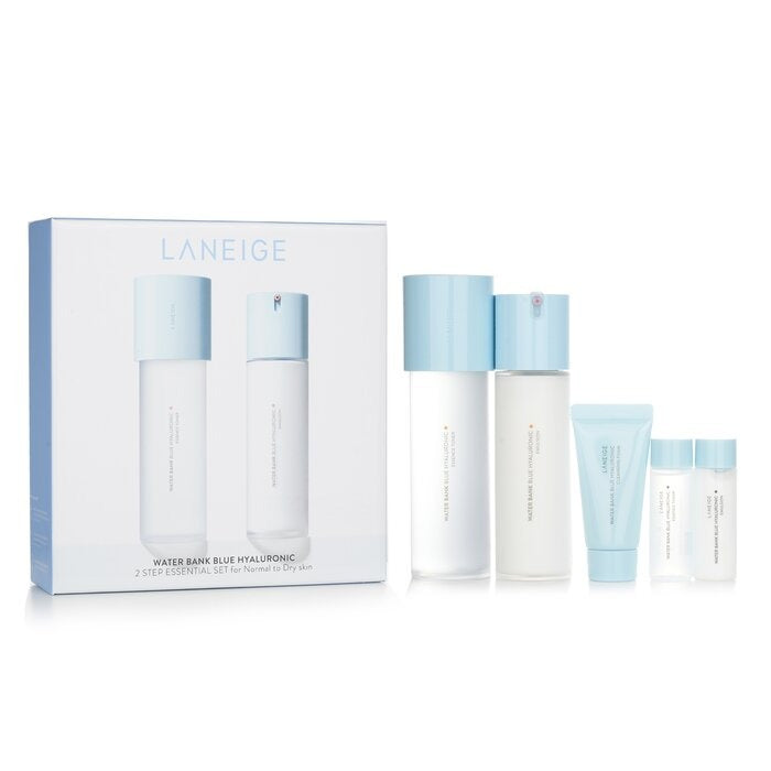 LANEIGE Water Bank Blue Hyaluronic Coffret Essentiel 2 Étapes (Peaux Normales à Sèches) – 5 Pièces