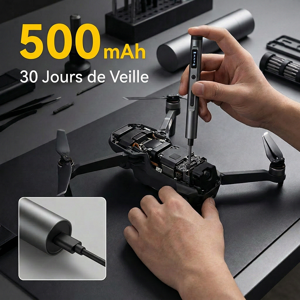 EasyWox Jeu de mini tournevis électrique 62-en-1, Cadeau pour la fête des Pères, Couple de serrage à affichage numérique, Batterie au lithium rechargeable de 500 mAh