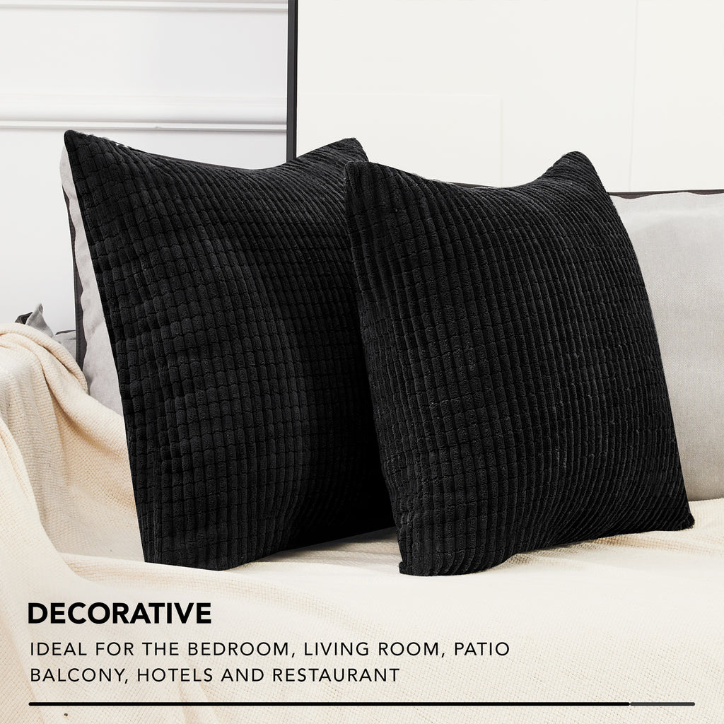 Deconovo Housse de coussin en velours 45 x 45 cm - Noir - 1 pièce