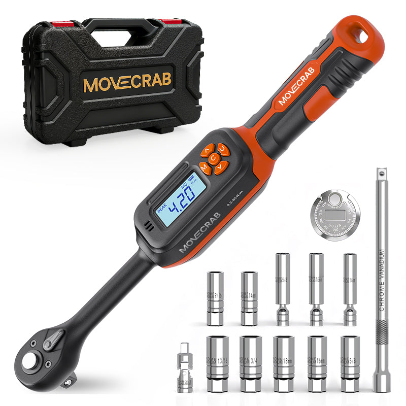 movecrab Clé dynamométrique numérique 3/8 po 4,2-85 Nm/3-62 6 lb-pi Douille magnétique pour bougie d'allumage Rallonge à cardan pour voiture moto