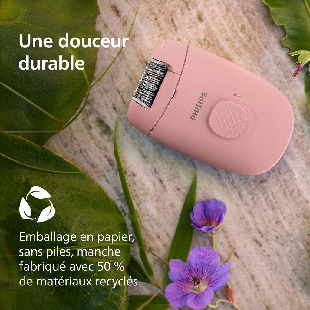 Philips Series 2000 BRE227/00 - Épilateur Électrique Filaire pour Jambes et Corps avec Accessoire de Massage - Rose