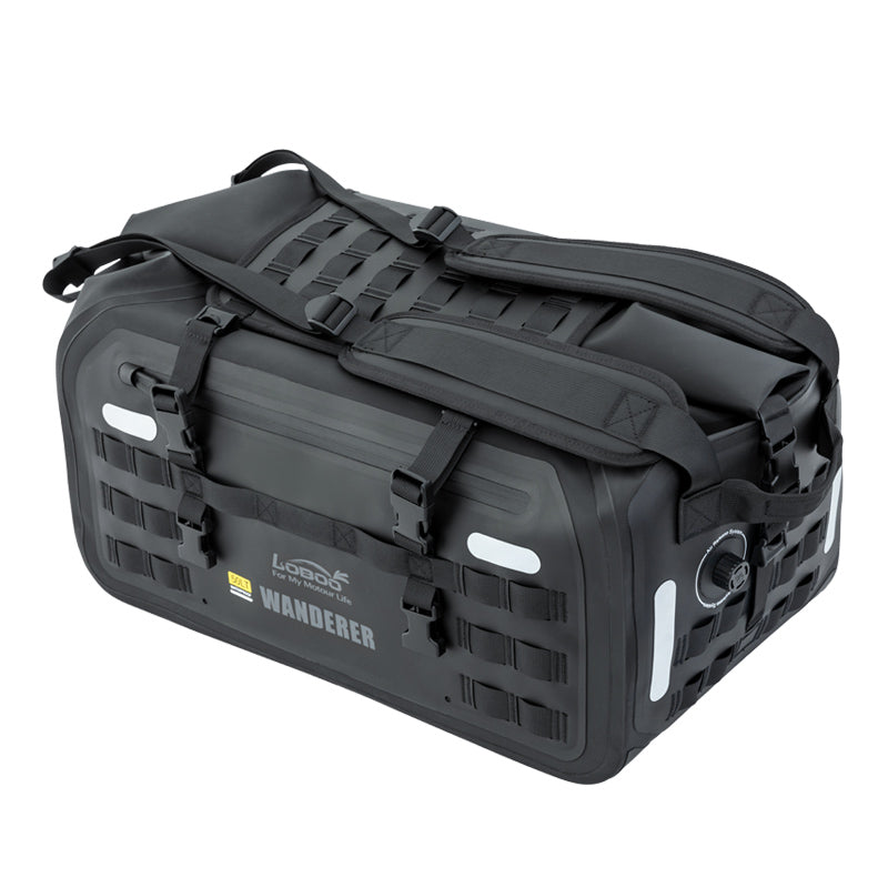 LOBOO Wanderer Sac pour arrière de moto en TPU renforcé imperméable avec sangles de sac à dos et fermeture magnétique à rabat - 50 L