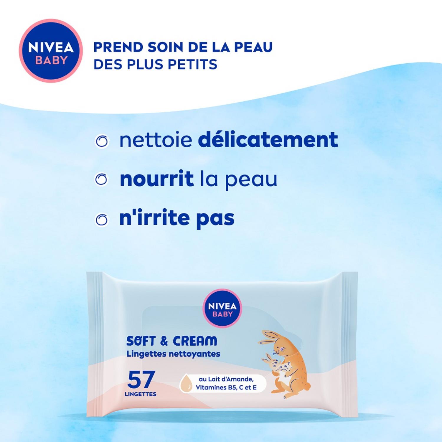 NIVEA BABY Lingettes Corps & Visage Soft & Cream 57 Pièces